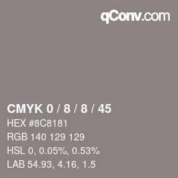 Farbcode: CMYK 0 / 8 / 8 / 45 | qconv.com