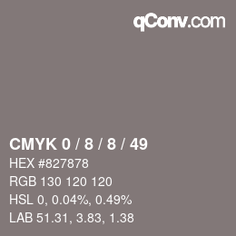 カラーコード: CMYK 0 / 8 / 8 / 49 | qconv.com