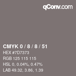 Color code: CMYK 0 / 8 / 8 / 51 | qconv.com