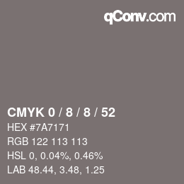 Código de color: CMYK 0 / 8 / 8 / 52 | qconv.com