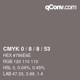 カラーコード: CMYK 0 / 8 / 8 / 53 | qconv.com