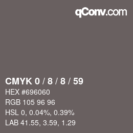 Farbcode: CMYK 0 / 8 / 8 / 59 | qconv.com