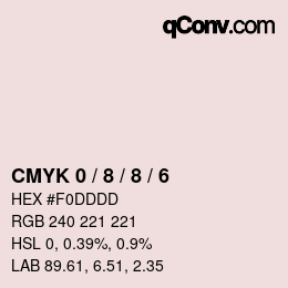 カラーコード: CMYK 0 / 8 / 8 / 6 | qconv.com