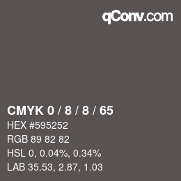 カラーコード: CMYK 0 / 8 / 8 / 65 | qconv.com