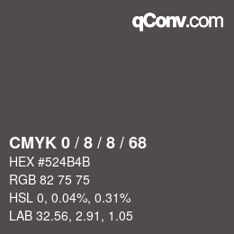 カラーコード: CMYK 0 / 8 / 8 / 68 | qconv.com