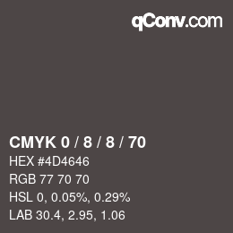 Farbcode: CMYK 0 / 8 / 8 / 70 | qconv.com