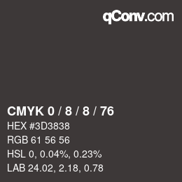 カラーコード: CMYK 0 / 8 / 8 / 76 | qconv.com