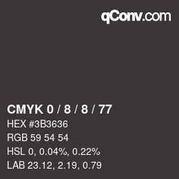 カラーコード: CMYK 0 / 8 / 8 / 77 | qconv.com