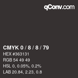 Farbcode: CMYK 0 / 8 / 8 / 79 | qconv.com