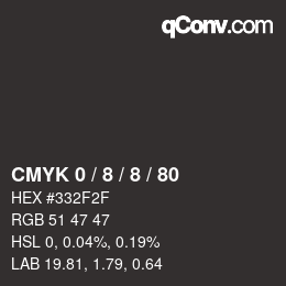 カラーコード: CMYK 0 / 8 / 8 / 80 | qconv.com