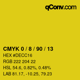カラーコード: CMYK 0 / 8 / 90 / 13 | qconv.com