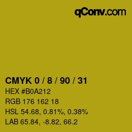 カラーコード: CMYK 0 / 8 / 90 / 31 | qconv.com