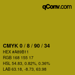 カラーコード: CMYK 0 / 8 / 90 / 34 | qconv.com