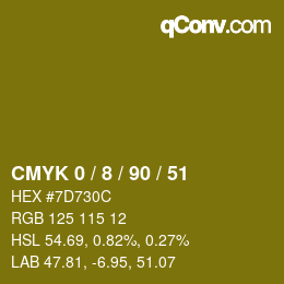 カラーコード: CMYK 0 / 8 / 90 / 51 | qconv.com