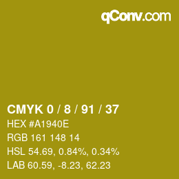 カラーコード: CMYK 0 / 8 / 91 / 37 | qconv.com