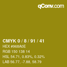 カラーコード: CMYK 0 / 8 / 91 / 41 | qconv.com