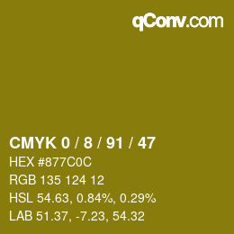 Color code: CMYK 0 / 8 / 91 / 47 | qconv.com