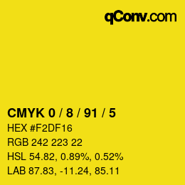 カラーコード: CMYK 0 / 8 / 91 / 5 | qconv.com