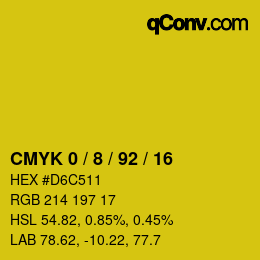 Farbcode: CMYK 0 / 8 / 92 / 16 | qconv.com