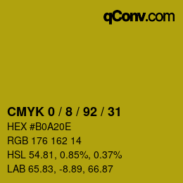 Farbcode: CMYK 0 / 8 / 92 / 31 | qconv.com