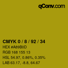 Farbcode: CMYK 0 / 8 / 92 / 34 | qconv.com