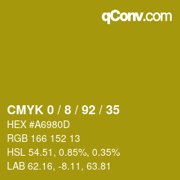 カラーコード: CMYK 0 / 8 / 92 / 35 | qconv.com