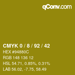 Color code: CMYK 0 / 8 / 92 / 42 | qconv.com