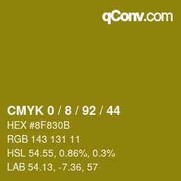 カラーコード: CMYK 0 / 8 / 92 / 44 | qconv.com