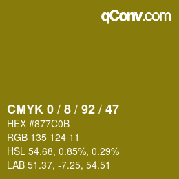 カラーコード: CMYK 0 / 8 / 92 / 47 | qconv.com