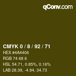 Farbcode: CMYK 0 / 8 / 92 / 71 | qconv.com