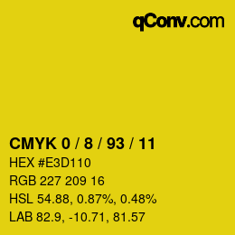 颜色代码: CMYK 0 / 8 / 93 / 11 | qconv.com