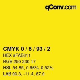 Color code: CMYK 0 / 8 / 93 / 2 | qconv.com