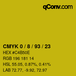 カラーコード: CMYK 0 / 8 / 93 / 23 | qconv.com