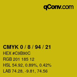 カラーコード: CMYK 0 / 8 / 94 / 21 | qconv.com