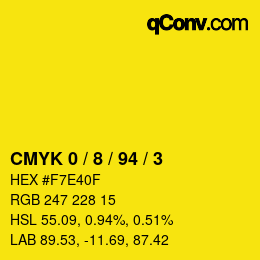 Farbcode: CMYK 0 / 8 / 94 / 3 | qconv.com