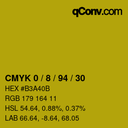 カラーコード: CMYK 0 / 8 / 94 / 30 | qconv.com