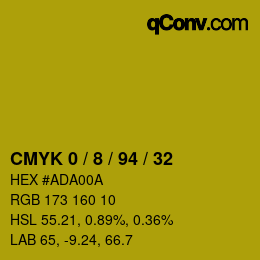 カラーコード: CMYK 0 / 8 / 94 / 32 | qconv.com