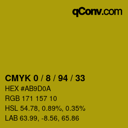 カラーコード: CMYK 0 / 8 / 94 / 33 | qconv.com