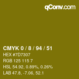 カラーコード: CMYK 0 / 8 / 94 / 51 | qconv.com