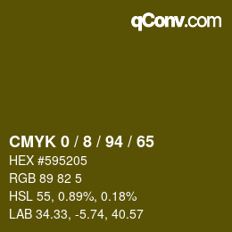 カラーコード: CMYK 0 / 8 / 94 / 65 | qconv.com