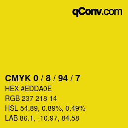 カラーコード: CMYK 0 / 8 / 94 / 7 | qconv.com