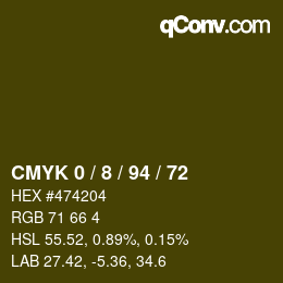 カラーコード: CMYK 0 / 8 / 94 / 72 | qconv.com
