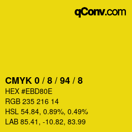 Farbcode: CMYK 0 / 8 / 94 / 8 | qconv.com