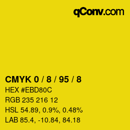 カラーコード: CMYK 0 / 8 / 95 / 8 | qconv.com