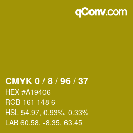 カラーコード: CMYK 0 / 8 / 96 / 37 | qconv.com