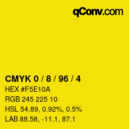 颜色代码: CMYK 0 / 8 / 96 / 4 | qconv.com