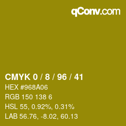 カラーコード: CMYK 0 / 8 / 96 / 41 | qconv.com