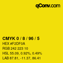 颜色代码: CMYK 0 / 8 / 96 / 5 | qconv.com