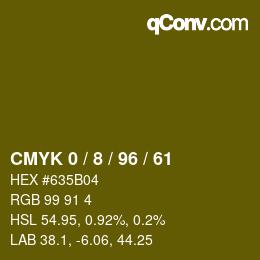 カラーコード: CMYK 0 / 8 / 96 / 61 | qconv.com