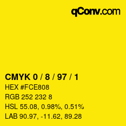 Color code: CMYK 0 / 8 / 97 / 1 | qconv.com